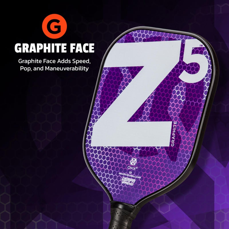 ONIX Graphite Z5 Graphite Carbon Fiber Pickleball Paddles with Cushion Comfort Pickleball Paddle Grip - USA Pickleball Approved, Grip Size 4 1/4 inches - Image 3